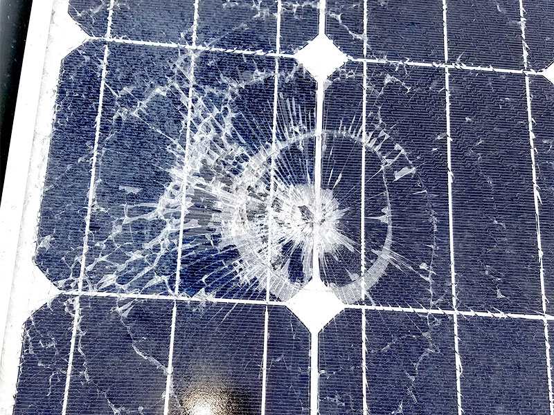 カラスによる投石被害例